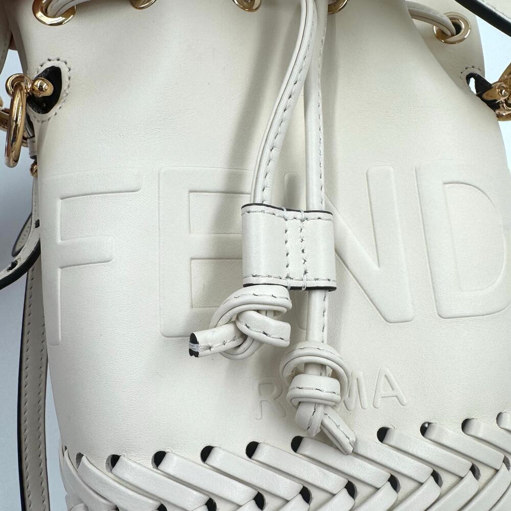 Fendi Ivory Cream Leather Mon Tresor Whipstitch Woven Neut Mini Bucket Bag‎ GHW - Picture 5 of 16